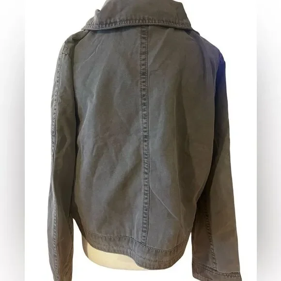 Nwt American eagle women's cropped‎ jacket size medium with zipper and buttons - Picture 4 of 8